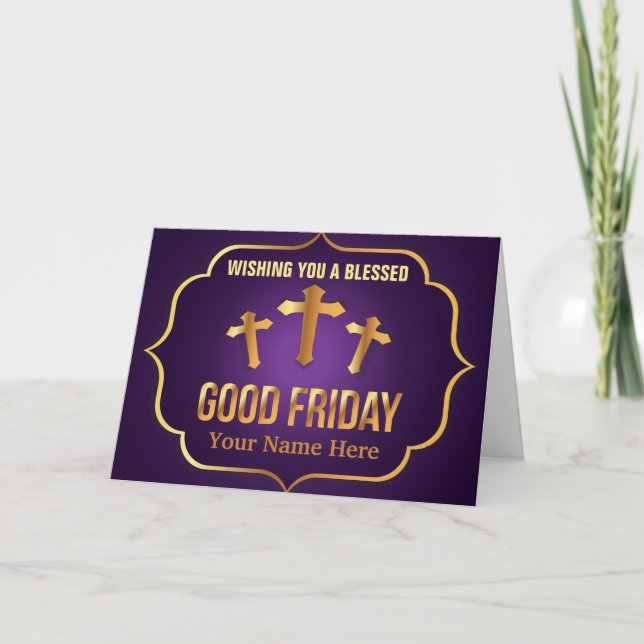 Wishing you a blessed Good Friday cross Holiday Card (Front)