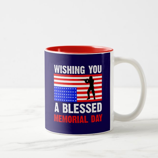 Wishing You A Blessed Memorial Day-62237 Two-Tone Coffee Mug (Right)