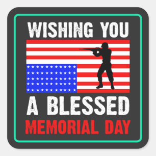 Wishing You A Blessed Memorial Day Square Sticker