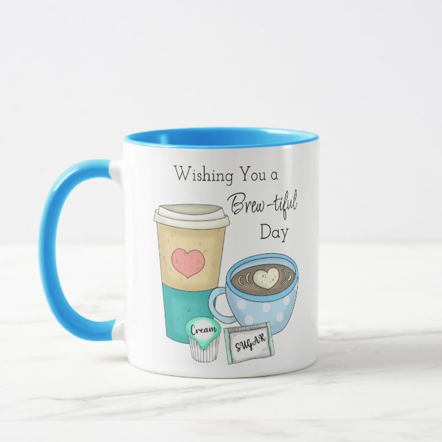 Wishing You a Brew-tiful Day | Coffee Pun Mug (Left)