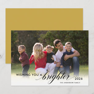 Wishing You a Brighter 2021 Photo Gold New Years Holiday Card