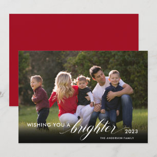 Wishing You a Brighter 2021 Photo Red New Years Holiday Card