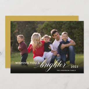 Wishing You a Brighter 2023 Photo Gold New Years Holiday Card