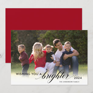 Wishing You a Brighter 2024 Photo Red New Years Holiday Card