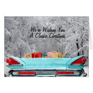 Wishing You A Classic Antique Car Christmas Card