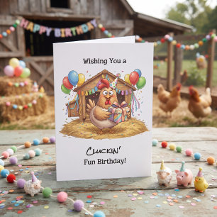 Wishing you a Cluckin Fun Birthday Funny Chicken Card