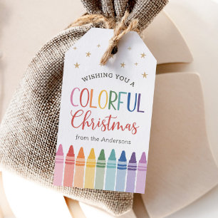 Wishing You a Colourful Christmas Holiday Crayon Gift Tags