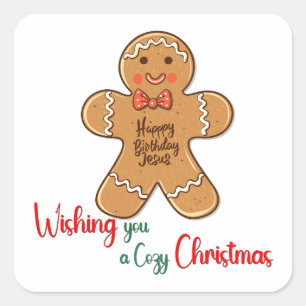 Wishing you a cosy Christmas Holy Cookies Square Sticker