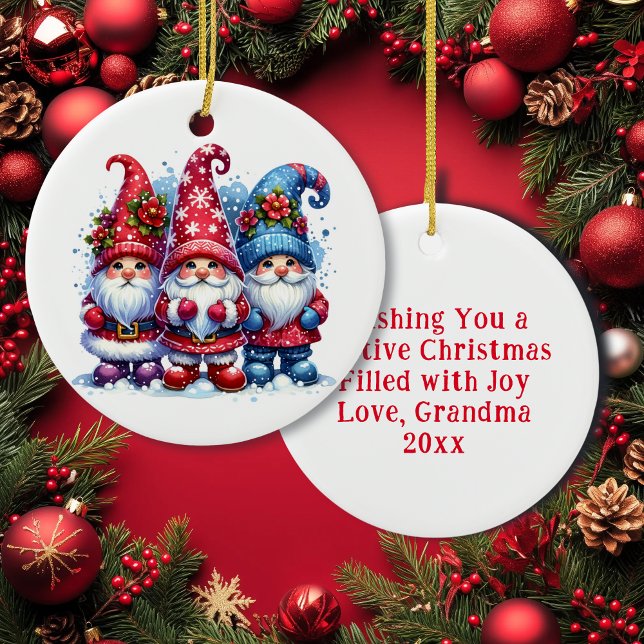 Wishing you a Festive Christmas | Holiday Gnomes Ceramic Tree Decoration (Creator Uploaded)