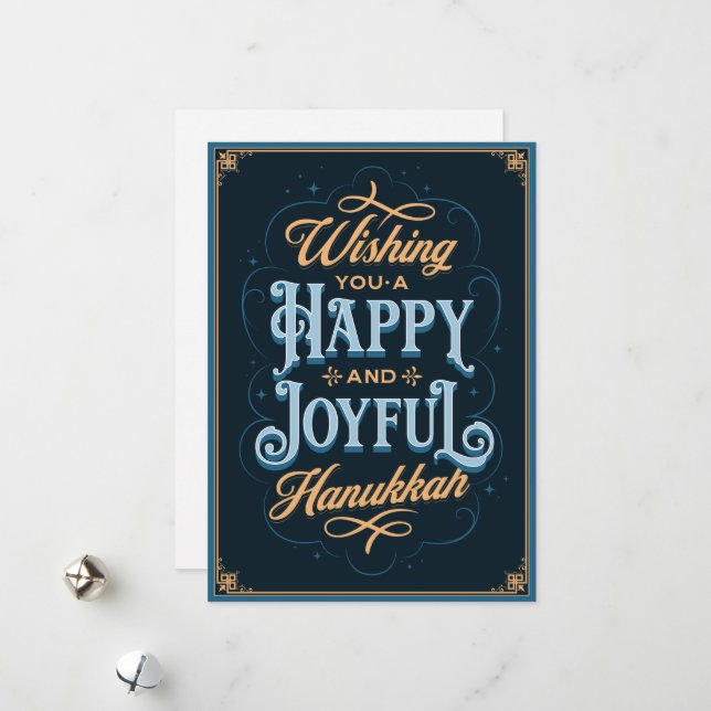 Wishing You a Happy and Joyful Hanukkah Card (Front/Back In Situ)
