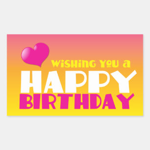 Wishing you a Happy Birthday! card Rectangular Sticker
