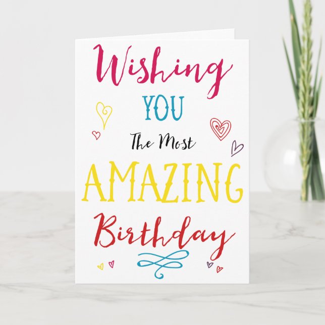 Wishing You a Happy Birthday Colourful Card (Front)