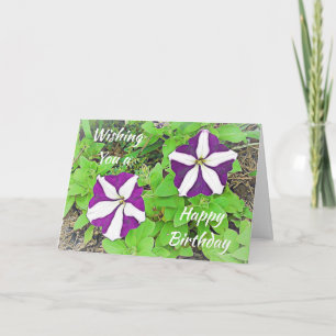 Wishing you a Happy Birthday Purple Petunia Card