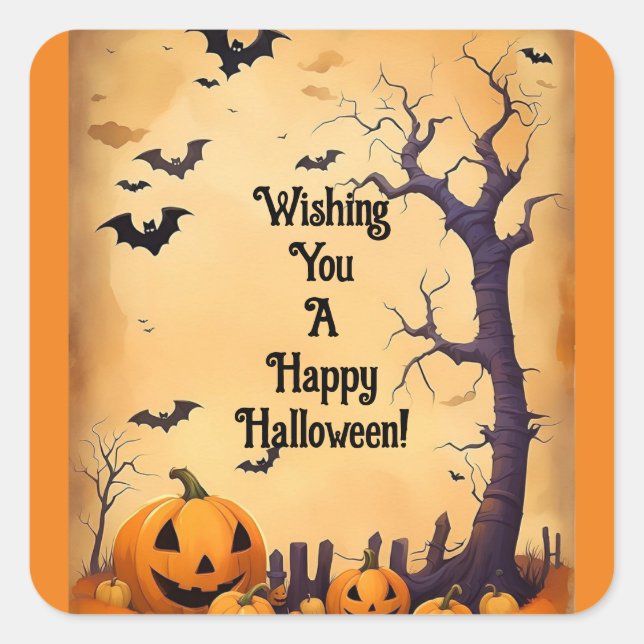 Wishing You A Happy Halloween Sticker (Front)
