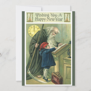 Wishing You a Happy New Year, Vintage Father Time  Invitation
