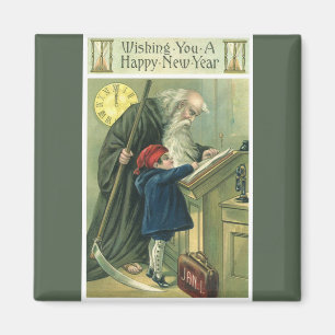 Wishing You a Happy New Year, Vintage Father Time  Magnet