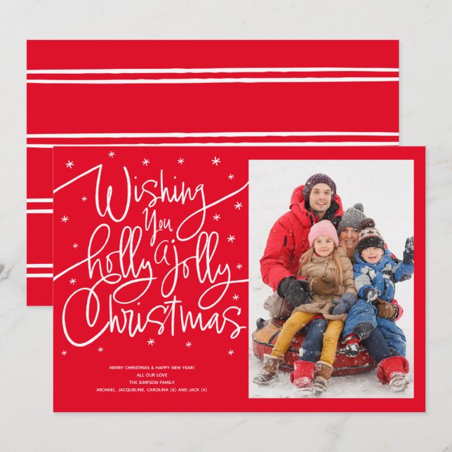 Wishing You a Holly Jolly Christmas Holiday Card (Front/Back)