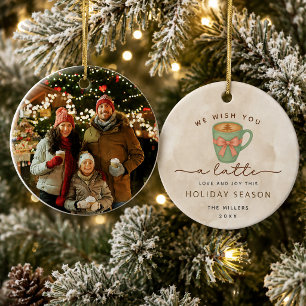 Wishing You a Latte Love & Joy Holiday Photo  Ceramic Tree Decoration
