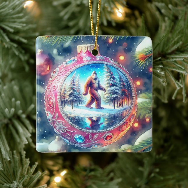 Wishing you a Legendary Christmas Bigfoot Ceramic Ornament (Tree)