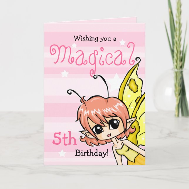 Wishing you a Magical 5th Birthday fairy card (Front)