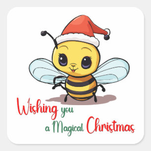 Wishing you a magical Christmas Bee Square Sticker
