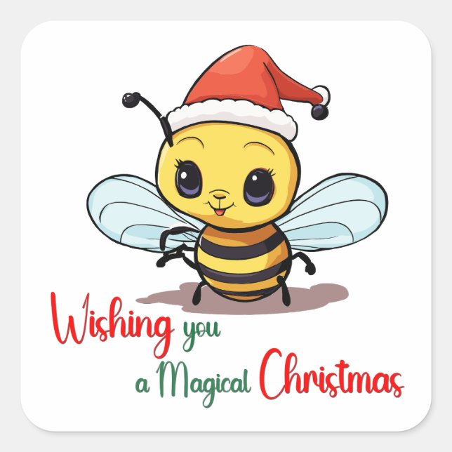 Wishing you a magical Christmas Bee Square Sticker (Front)