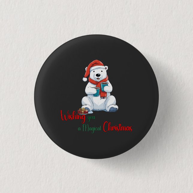 Wishing you a magical Christmas Cute Beer 3 Cm Round Badge (Front)
