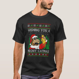 Wishing You A Meowy Catmas Ugly Christmas Santa A  T-Shirt
