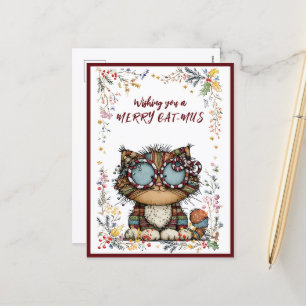 Wishing You A Merry CAT-MUS Holiday Postcard