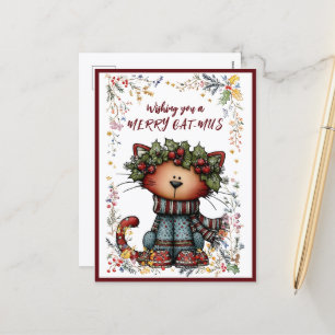Wishing You A Merry CAT-MUS Holiday Postcard