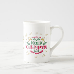 Wishing You a Merry Christmas & a Happy New Year Bone China Mug