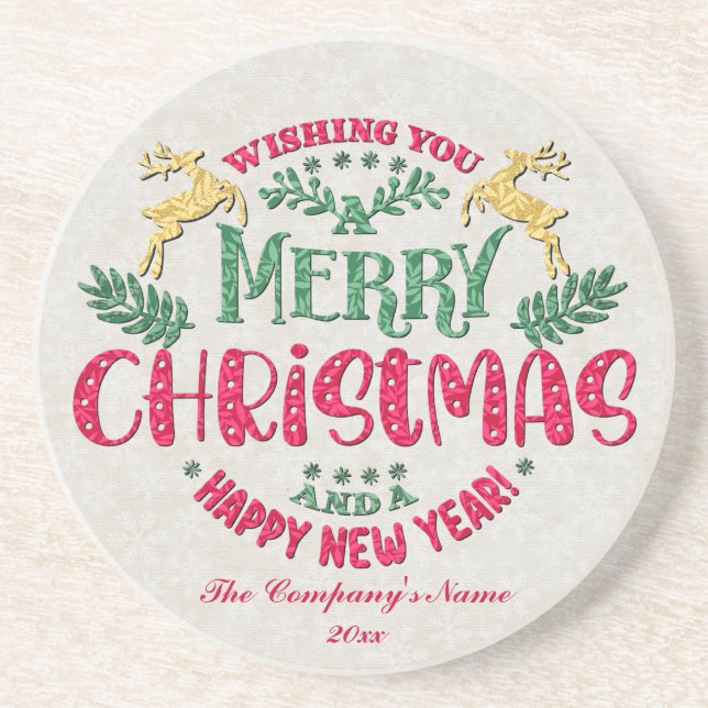 Wishing You a Merry Christmas & a Happy New Year Coaster (Front)