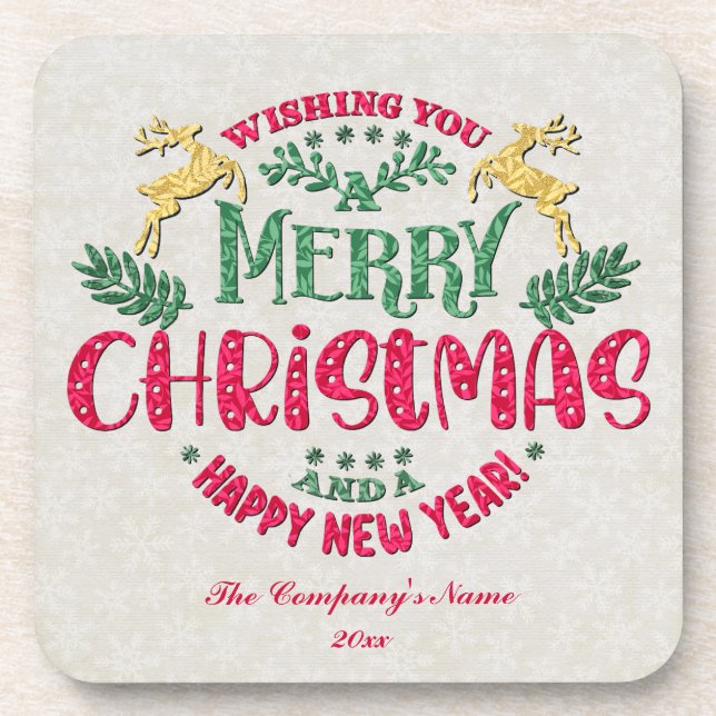 Wishing You a Merry Christmas & a Happy New Year Coaster (Front)