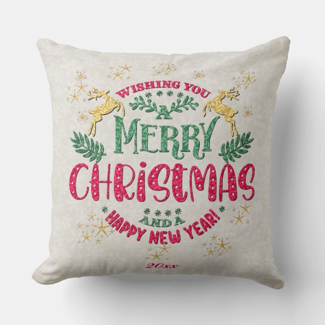 Wishing You a Merry Christmas & a Happy New Year  Cushion (Front)