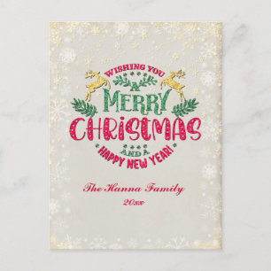 Wishing You a Merry Christmas & a Happy New Year Postcard