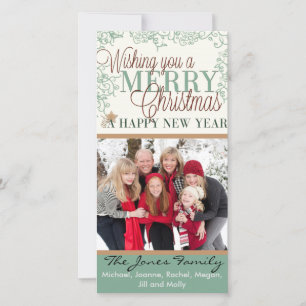 Wishing you a Merry Christmas and Happy New Year Holiday Card