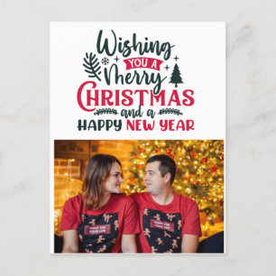 Wishing You A Merry Christmas And Happy New Year Holiday Postcard