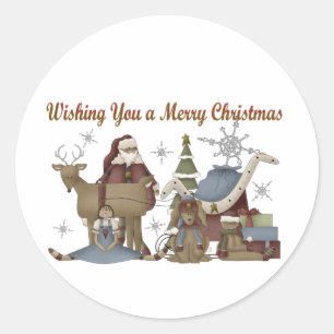 Wishing You a Merry Christmas Classic Round Sticker