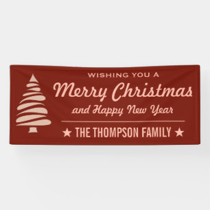 Wishing You A Merry Christmas   Custom Red Holiday Banner