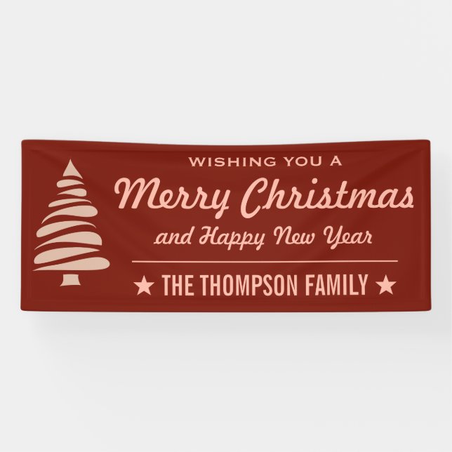 Wishing You A Merry Christmas | Custom Red Holiday Banner (Horizontal)