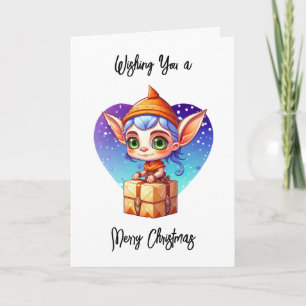 Wishing You a Merry Christmas Cute Elf Card