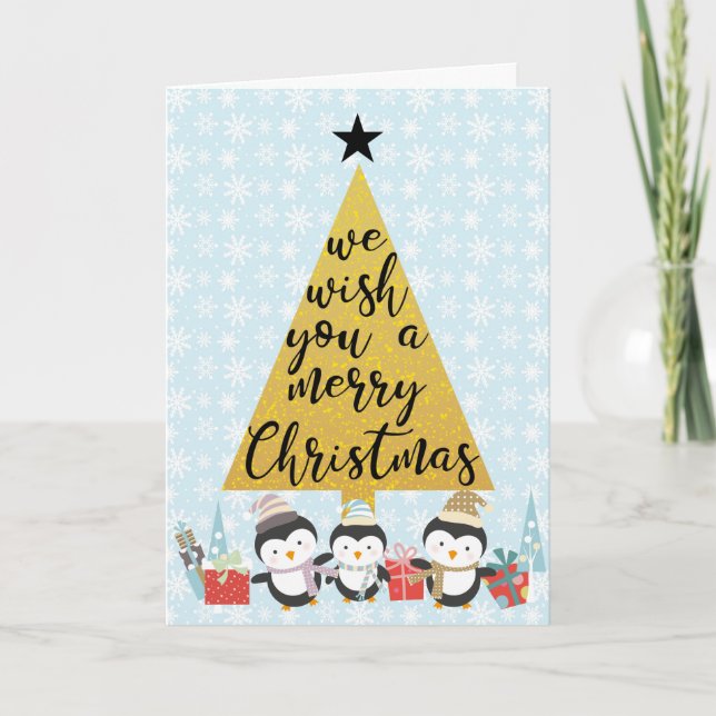 Wishing You A Merry Christmas | Family Photo Holiday Card (Front)