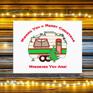 Wishing You a Merry Christmas from a Traveller Holiday Postcard