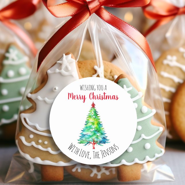 Wishing You a Merry Christmas Personalised Classic Round Sticker (Creator Uploaded)