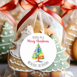 Wishing You a Merry Christmas Personalised Classic Round Sticker