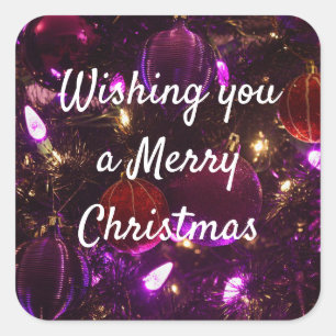 Wishing you a Merry Christmas Purple Stickers