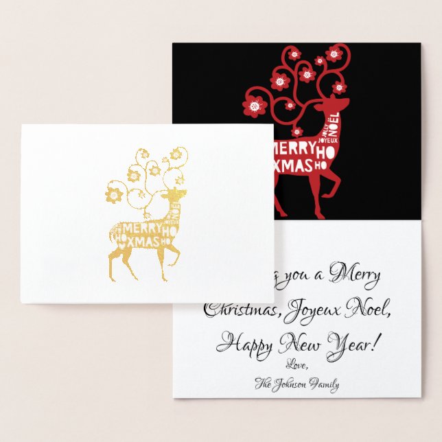Wishing you a Merry Christmas Reindeer Foil Card (Display)