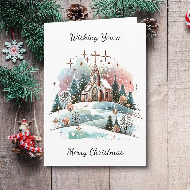 Wishing You a Merry Christmas | Watercolor Church Card (Creator Uploaded)