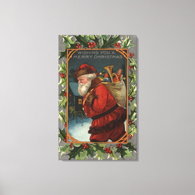 Wishing You a Merry ChristmasSanta Marching Canvas Print (Front)