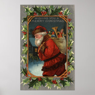 Wishing You a Merry ChristmasSanta Marching Poster
